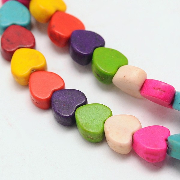 

PandaHall Dyed Synthetical Turquoise Heart Bead Strand, Colorful, 5x6x3mm, Hole: 1mm, about 79pcs/strand, 15.7 inch Synthetic Turquoise...