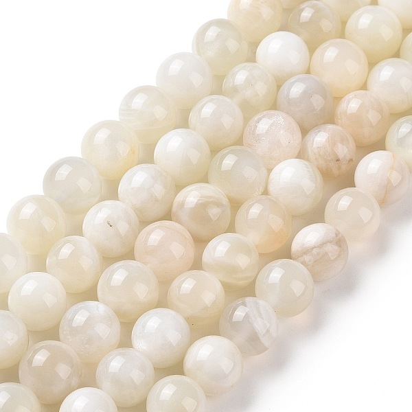 

PandaHall Natural White Moonstone Beads Strands, Round, 10mm, Hole: 0.8mm, about 38pcs/strand, 15.55 inch(39.5cm) White Moonstone Round
