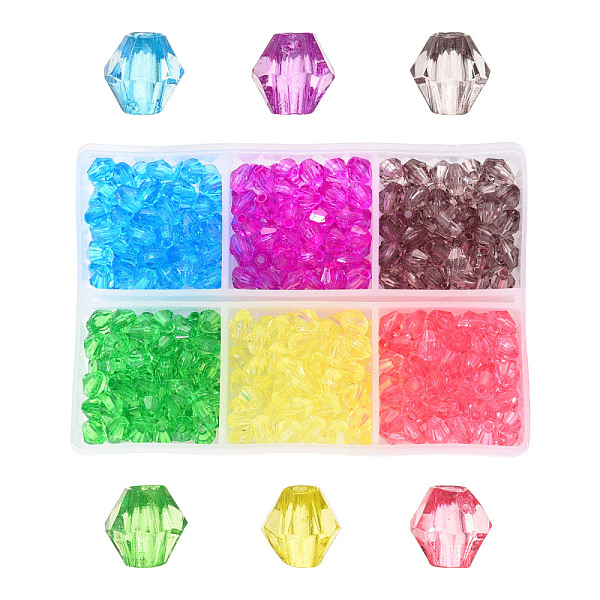 

PandaHall Transparent Acrylic Beads, Bicone, Mixed Color, 6x5.5mm, Hole: 2mm, 360pcs/box Acrylic Bicone Multicolor