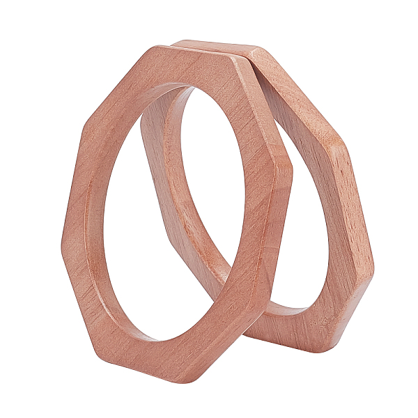 PandaHall CHGCRAFT Wooden Bag Handle, Octagon, Bag Replacement Accessories, Tan, 12x12x0.9cm Wood Orange