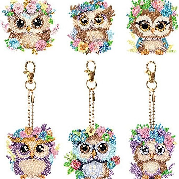 

PandaHall Owl DIY Diamond Painting Keychain Kit, Including Acrylic Board, Keychain Clasp, Bead Chain, Resin Rhinestones Bag, Diamond Sticky..., Multicolor