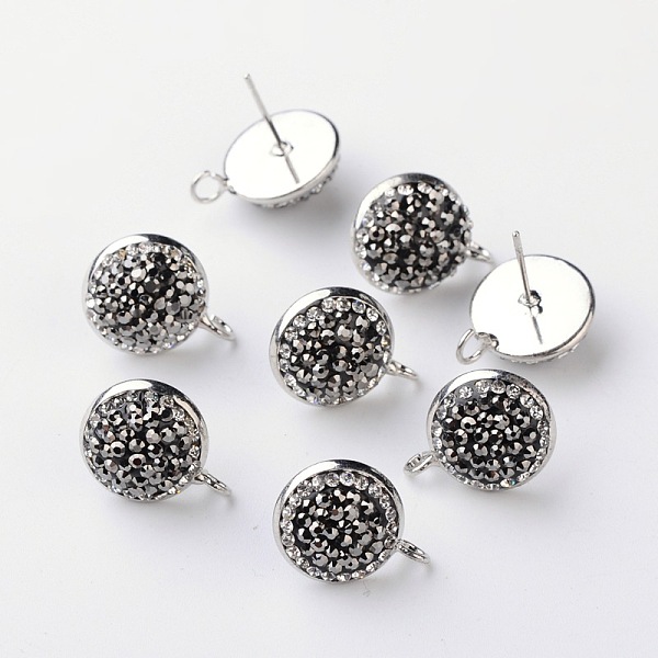 

PandaHall Half Round Brass Grade A Rhinestone Stud Earring Findings, with Loop, Platinum, 18x14x5~6mm, Hole: 2mm, Pin: 0.9mm..., Multicolor
