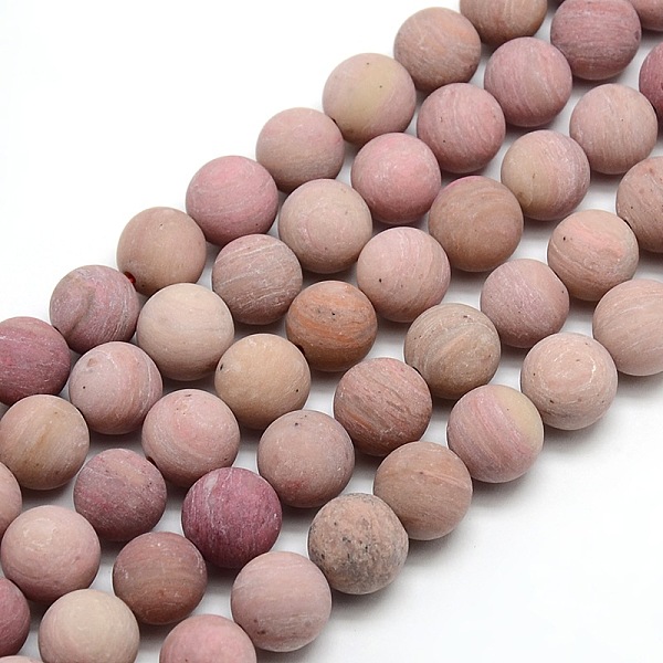 

PandaHall Frosted Natural Rhodonite Round Bead Strands, 12mm, Hole: 1mm, about 30~32pcs/strand, 14.9~15.6 inch Rhodonite Round