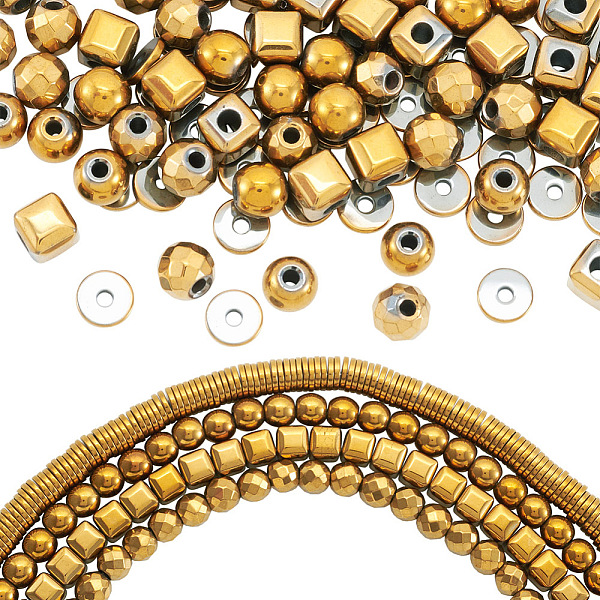 

PandaHall Cheriswelry 4 Strands 4 Styles Electroplated Non-magnetic Synthetic Hematite Beads Strands, Heishi Beads, Flat Round/Disc &...