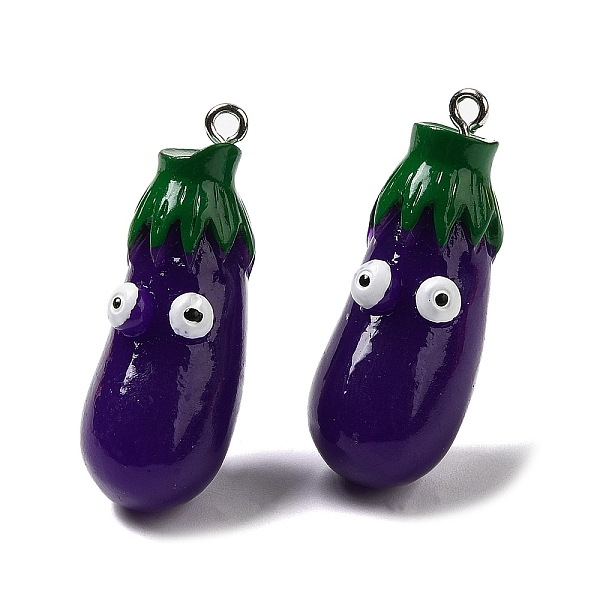 

PandaHall Cartoon Opaque Resin Vegetable Pendants, Funny Eye Eggplant Charms with Platinum Plated Iron Loops, Purple, 37x14.5x15.5mm, Hole...