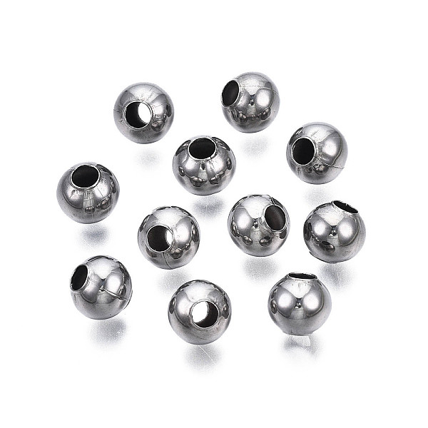 

PandaHall Round 304 Stainless Steel Beads, for Jewelry Craft Making, Stainless Steel Color, 8x7mm, Hole: 3mm 304 Stainless Steel Round