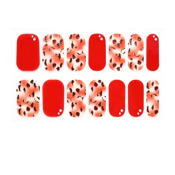 

PandaHall Full Wrap Gradient Nail Polish Stickers, Flower Snowflake Leopard Print Self-Adhesive Gel Nail Art Decals, for Women Girls Nail..., Red