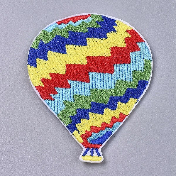 PandaHall Computerized Embroidery Cloth Iron On/Sew On Patches, Costume Accessories, Hydrogen Balloon, Colorful, 76x60x1mm Cloth Balloon