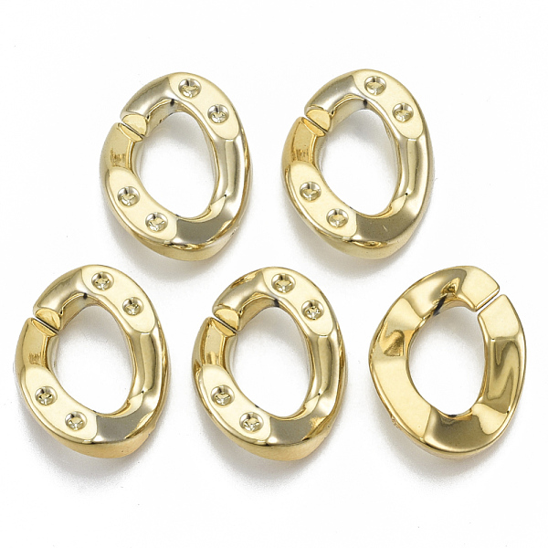 

PandaHall UV Plating Acrylic Linking Rings, Quick Link Connectors, Rhinestone Settings, for Curb Chains Jewelry Making, Twist Ovall, Golden...