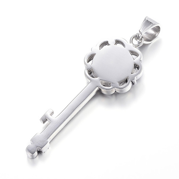 

PandaHall 316 Surgical Stainless Steel Big Pendants, with Rhinestone, Key, Antique Silver, 59.5x21x6mm, Hole: 7x10mm Stainless..., Clear
