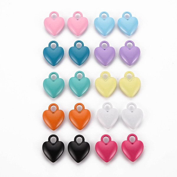 

PandaHall Spray Painted Alloy Charms, Cadmium Free & Lead Free, Heart, Mixed Color, 14.5x11x4mm, Hole: 3mm Alloy Heart Multicolor