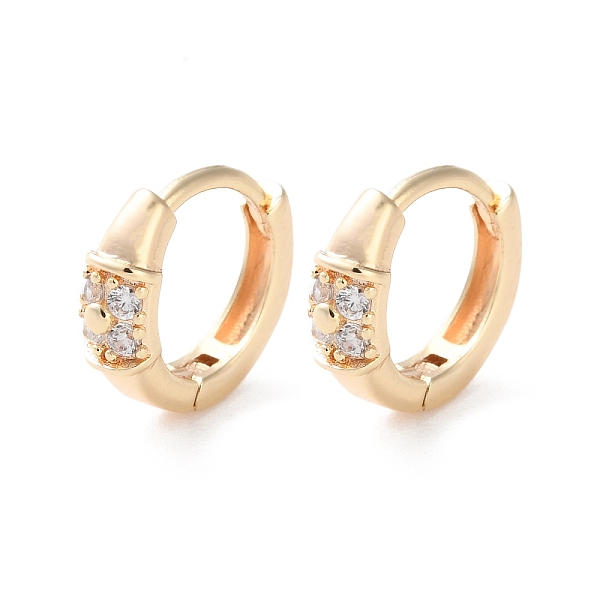 Boucles d'oreilles créoles en laiton plaqué or avec zircone cubique transparente