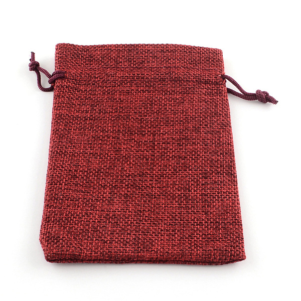 

PandaHall Burlap Packing Pouches Drawstring Bags, Dark Red, 20x15cm Burlap Red