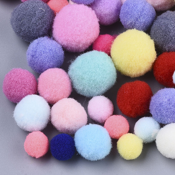 

PandaHall DIY Doll Craft Polyester High-elastic Pom Pom Ball, Round, Mixed Color, 9~19mm Polyester Multicolor