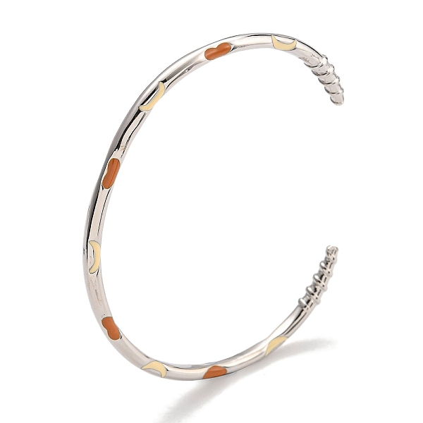 

PandaHall Brass Enamel Cuff Bangles for Women, Platinum, Heart, Inner Diameter: 2x2-1/4 inch(5x5.55cm) Brass Heart Brown