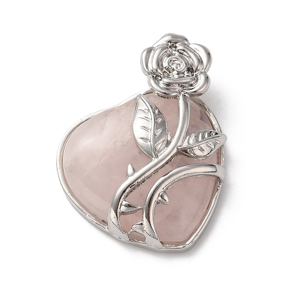 

PandaHall Natural Rose Quartz Pendants, Heart Charms, with Rack Plating Platinum Tone Alloy Rose, Cadmium Free & Lead Free...