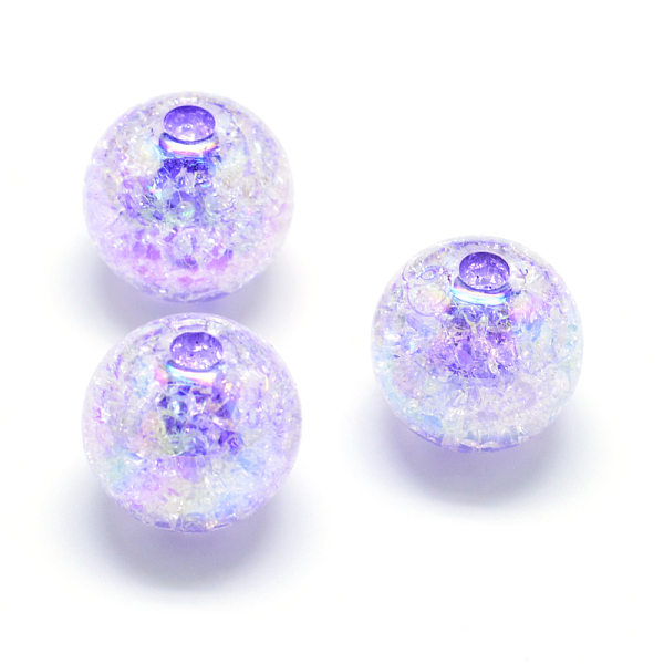 

PandaHall Crackle Style Acrylic Beads, AB Colour, Inside Color, Round, Mauve, 18mm, Hole: 4mm, about 150pcs/500g Acrylic Round Purple
