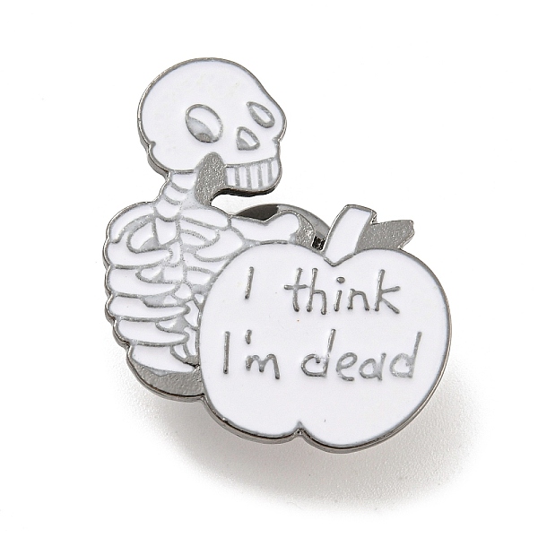 

PandaHall Halloween Enamel Pins, Gunmetal Alloy Badge for Women, Skull, 29.5x27x2mm Alloy+Enamel Skull White