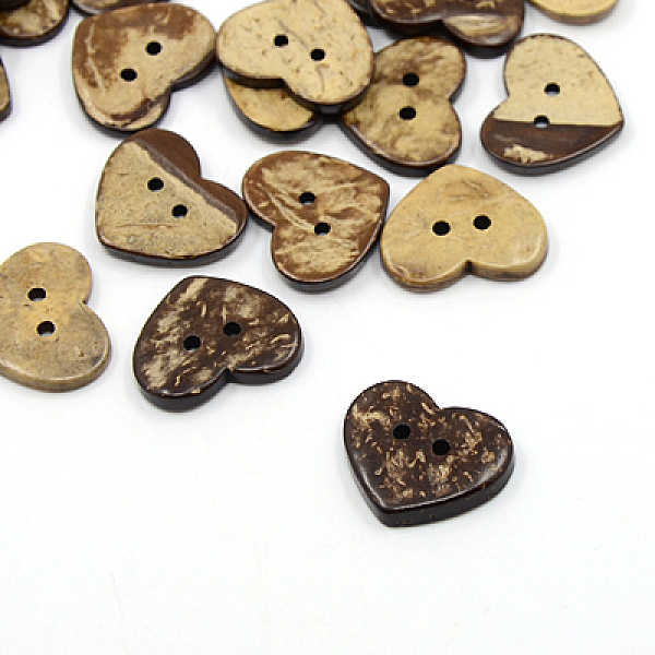 

PandaHall Coconut Buttons, 2-Hole, Heart, Coconut Brown, 17x20x4mm, Hole: 1.5mm Coconut Heart Brown
