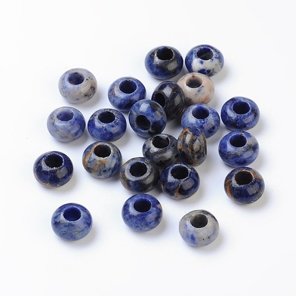 PandaHall Sodalite European Beads, without Core, Rondelle Gemstone beads, Royal Blue, 12x8mm Sodalite Rondelle Blue