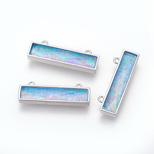 

PandaHall Synthetic Opal Pendants, with Brass Findings, Rectangle, Platinum, Sky Blue, 26.5x8.5~9x4~4.5mm, Hole: 1.2mm Synthetic Gemstone...