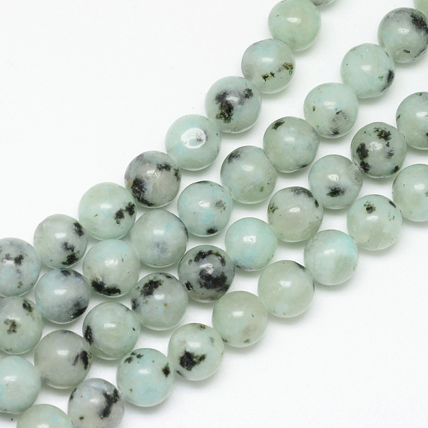 

PandaHall Natural Sesame Jasper/Kiwi Jasper Bead Strands, Round, 8~9mm, Hole: 1mm, about 46pcs/strand, 15.3 inch Sesame Jasper Round