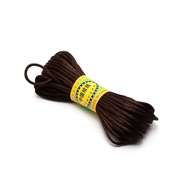 

PandaHall Polyester Rattail Satin Cord, for Chinese Knotting, Round, Coconut Brown, 3mm, about 10.94 Yards(10m)/Bundle Polyester