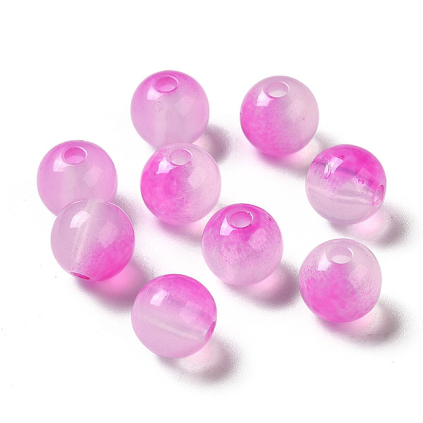 

PandaHall Transparent Acrylic Beads, Two-Tone, Round, Fuchsia, 7.5x7mm, Hole: 1.8mm, about: 1900~2000pcs/500g Acrylic Round Pink
