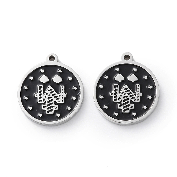 304 Stainless Steel Black Enamel Charms