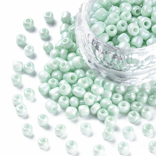 

PandaHall 6/0 Glass Seed Beads, Dyed & Heated, Opaque Colours Luster, Round Hole, Round, Aquamarine, 4~5x3~4mm, Hole: 1.2mm, about..., Green
