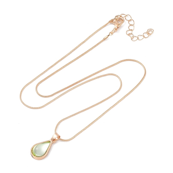 

PandaHall Alloy Snake Chain Necklaces, Plastic Pendant Necklaces, Teardrop, Golden, 18.62 inch(47.3cm) Alloy Teardrop