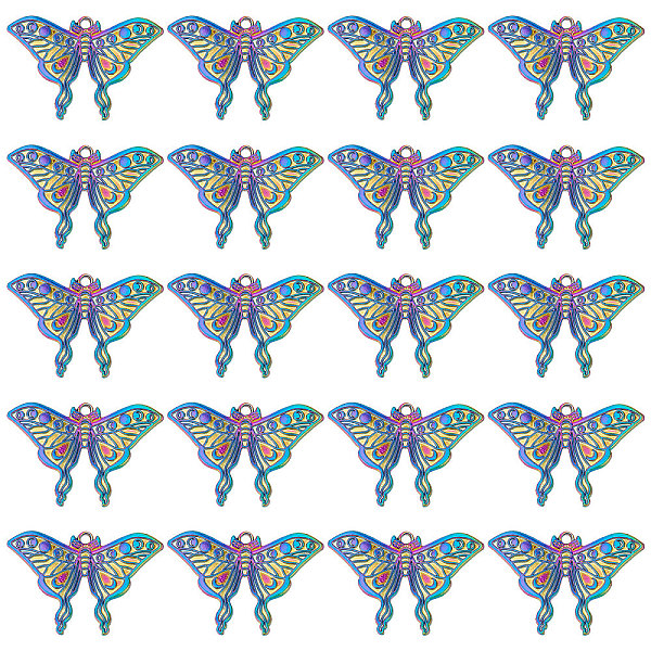 

PandaHall SUNNYCLUE 1 Box 20Pcs Butterfly Charms Gothic Style Moth Charms Large Butterflies Charm Rainbow Color Wings Big Wing Charm Moon...