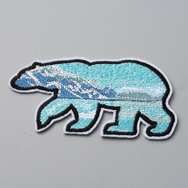 

PandaHall Polar Bear with Scenery Computerized Embroidery Cloth Iron on/Sew on Patches, Costume Accessories, Cyan, 43x84x1.5mm Polyester...