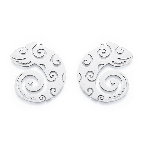 

PandaHall 201 Stainless Steel Pendants, Lizard, Stainless Steel Color, 38x33x1mm, Hole: 1.4mm 201 Stainless Steel Other Animal