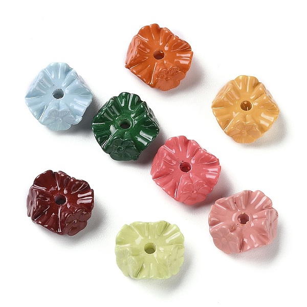 

PandaHall Baking Paint Acrylic Beads, Flower, Mixed Color, 15x6mm, Hole: 2.2mm Acrylic Flower Multicolor