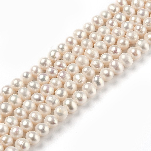 

PandaHall Natural Cultured Freshwater Pearl Beads Strands, Round, Bisque, 6~7x6.5~8mm, Hole: 0.6mm, about 54pcs/strand, 13.98 inch(35.5cm)..., Orange
