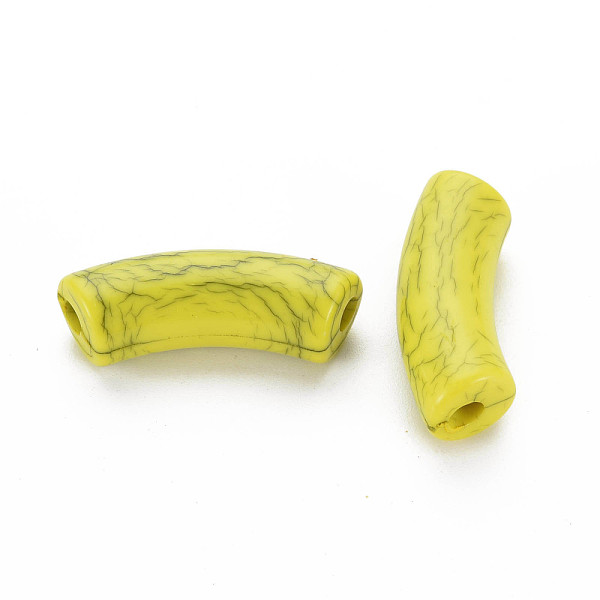 

PandaHall Opaque Crackle Acrylic Beads, Curved Tube, Yellow, 36x13.5x11.5mm, Hole: 4mm, about 148pcs/500g Acrylic Tube Yellow