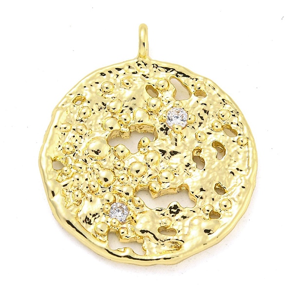 

PandaHall Brass Micro Pave Clear Cubic Zirconia Pendants, Round, 22.5x19x3.5mm, Hole: 1.8mm Brass+Cubic Zirconia Round Clear