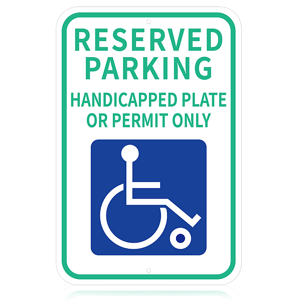 

PandaHall Globleland UV Protected & Waterproof Aluminum Warning Signs, Reserved Parking - Handicap Plate Or Permit Only Sign, Green...