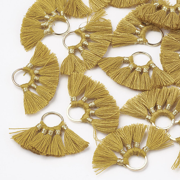 

PandaHall Polycotton(Polyester Cotton) Tassel Pendant Decorations, with Brass Findings and Metallic Cord, Golden, Dark Goldenrod..., Gold