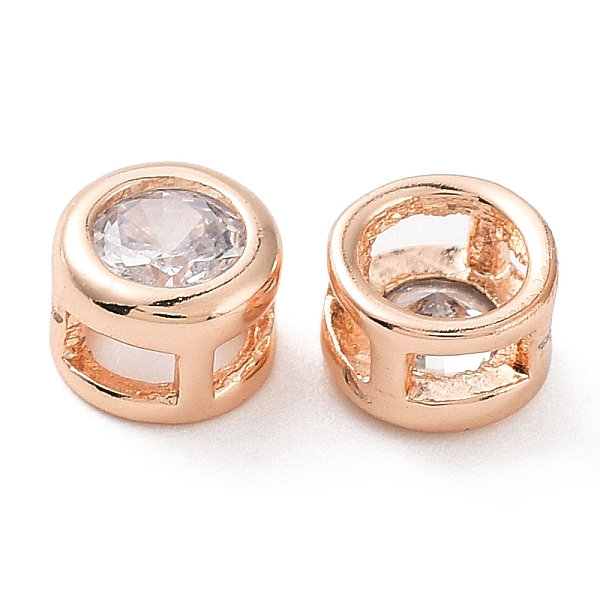 

PandaHall Rack Plating Brass Micro Pave Clear Cubic Zirconia Slide Charms, Long-Lasting Plated, Flat Round, Rose Gold, 6x4mm, Hole...