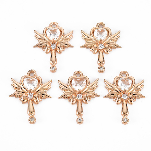 

PandaHall Rack Plating Brass Micro Pave Clear Cubic Zirconia Pendants, Long-Lasting Plated, Cadmium Free & Lead Free, Wand, Light Gold...