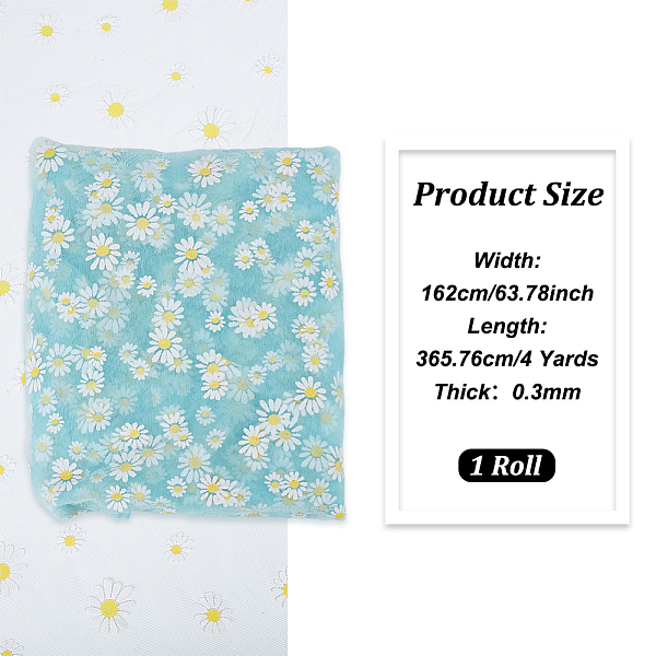 

PandaHall BENECREAT 4 Yard Flower Lace Fabric Daisy Nylon Tulle Light Blue Mesh Lace 59inch Garment Accessories for Veils Dress, Headdress..., Cyan