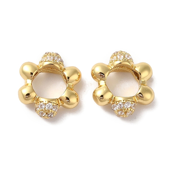 

PandaHall Rack Plating Brass & Clear Cubic Zirconia Pendants, Cadmium Free & Lead Free, Long-Lasting Plated, Flower, Real 18K Gold Plated...