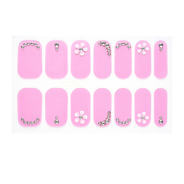 

PandaHall Full Cover Nombre Nail Stickers, Self-Adhesive, for Nail Tips Decorations, Pearl Pink, 24x8mm, 14pcs/sheet Paper Flower
