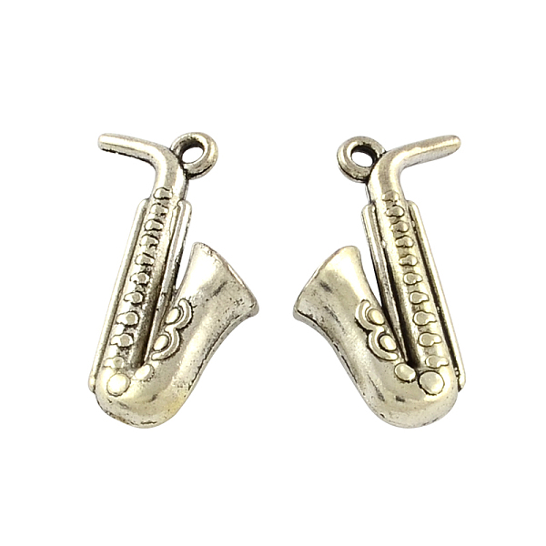 

PandaHall Tibetan Style Zinc Alloy Pendants, Lead Free & Cadmium Free, Saxophone, Antique Silver, 26.7x12x7mm, Hole: 2mm, about 178pcs/500g...