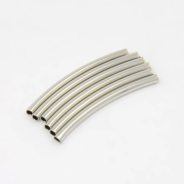 

PandaHall Brass Tube Beads, Curved Tube Noodle Beads, Curved, Platinum Color, Size: about 2mm in diameter,30mm long, hole: 1mm Brass Tube