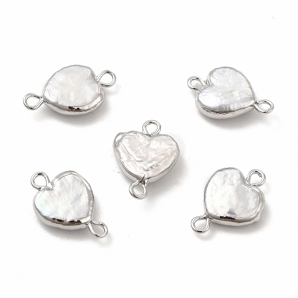 

PandaHall Baroque Natural Keshi Pearl Connector Charms, Heart Links, with Brass Double Loops, Platinum, 17~18x11~13x4~5mm, Hole: 1.8mm Pearl...