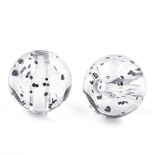 

PandaHall Transparent Acrylic Beads, with Glitter Powder, Round, Black, 7~8mm, Hole: 1.5mm, about 1780pcs/500g Acrylic Round Black
