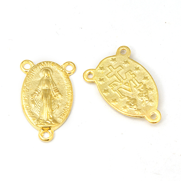 

PandaHall Holy Oval Carved Virgin Mary Tibetan Style Alloy Chandelier Component Links, 3 Loop Connectors, Rosary Center Pieces, Golden, Lead...